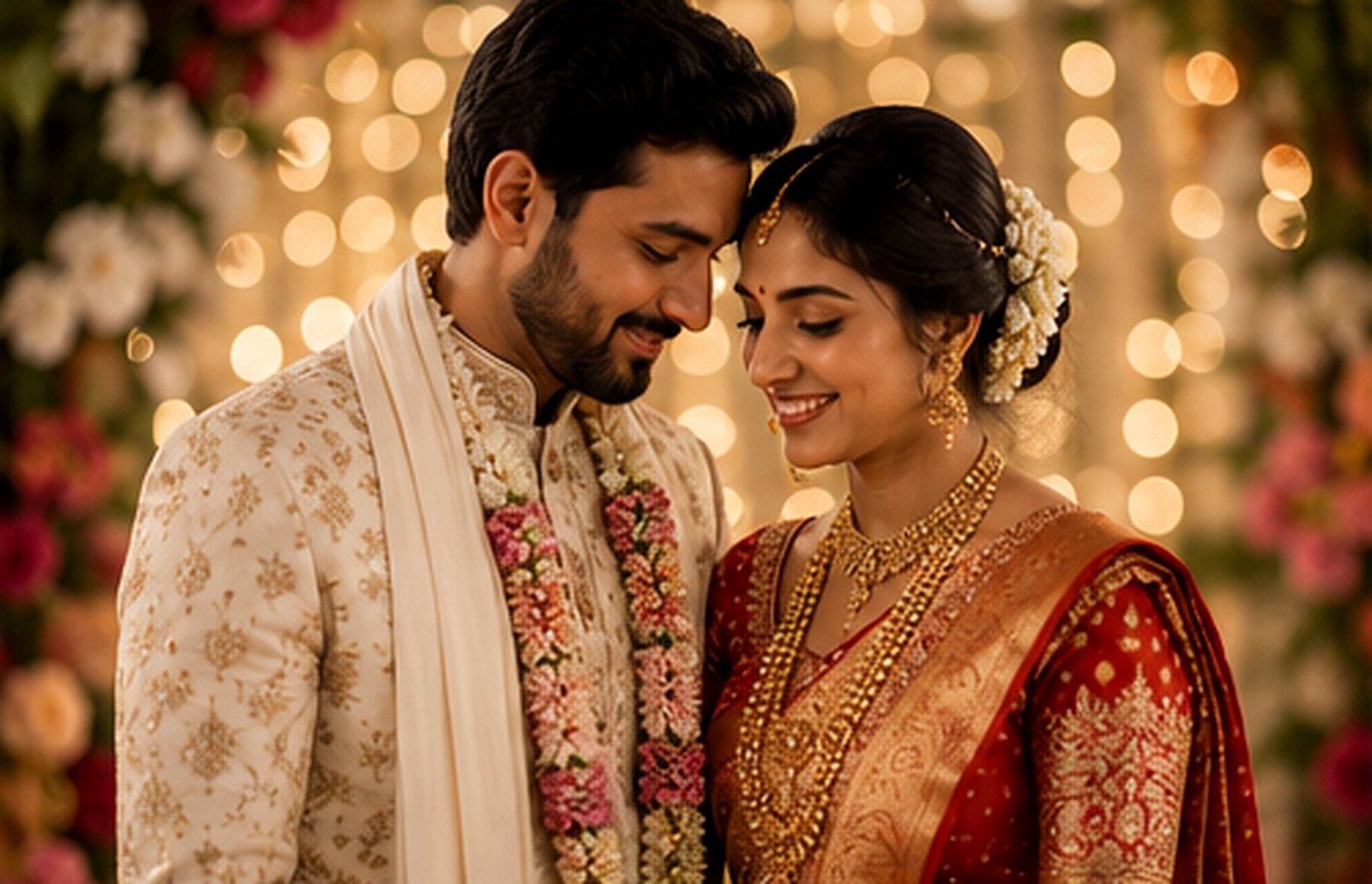 An elegant Indian couple beginning a meaningful journey together.